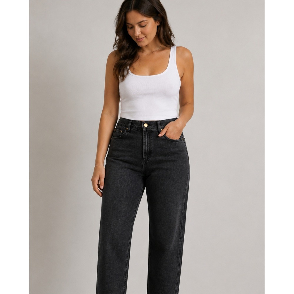 Fashion Brand Company Curve Big Butt High Waisted Straight Leg Black Jeans Small